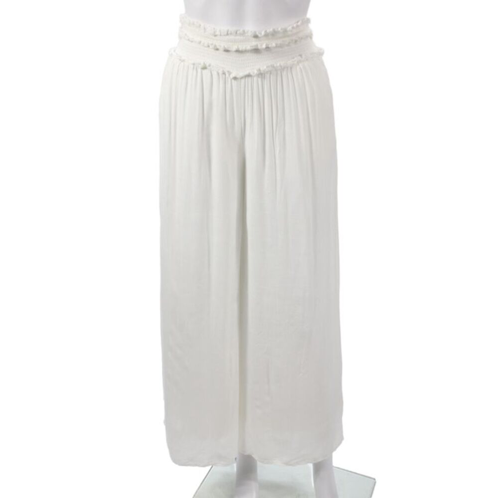 Aqua Women Harem Pants White Rayon Pull On Bohemian Size XS